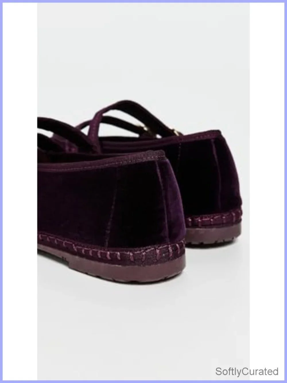 Velvet Mary Jane Flats with Adjustable Buckles & Cushioned Footbed